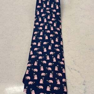 Navy Blue and Pink Elephant Pattern Tie